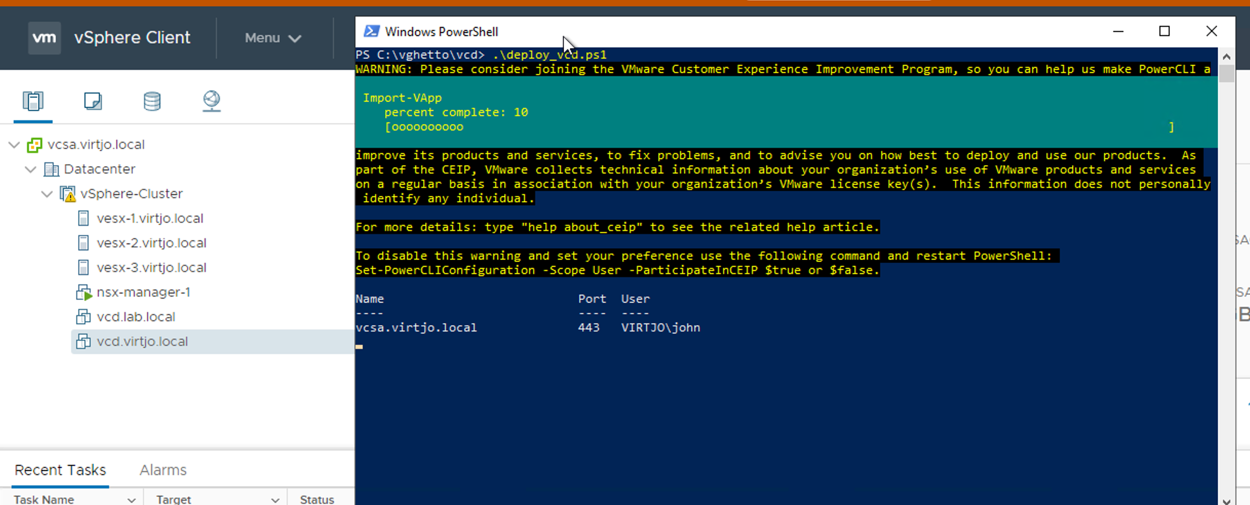 VCD Powershell script in action