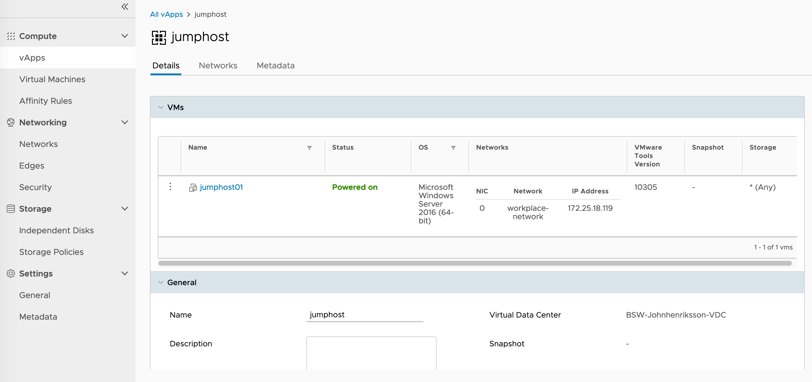 VM inside vApp created from Terraform